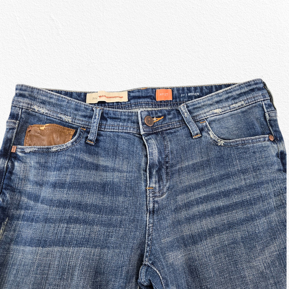 Pilcro Anthropologie Patchwork Mixed Fabric Mid-Rise Straight Leg Jeans Size 27 - Picture 3 of 12